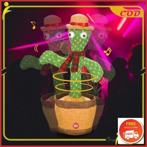 Original One-M179 Mainan Kaktus Bergoyang Dancing Cactus Boneka Kaktus Goyang Dan Bicara Kaktus Joge