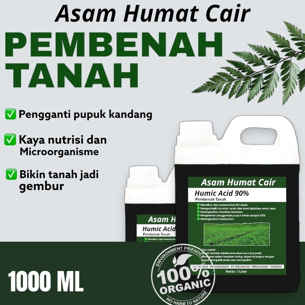 Gratis Ongkir Asam Humat Cair Plus | Asam Humat 90% | Humic Acid 1 Liter Pupuk Pembenah Tanah Organi