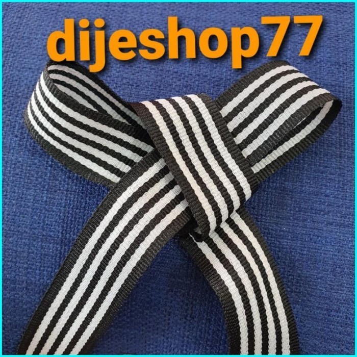 Ataritagrosir Pita List Salur Hitam Putih 2 5 Cm Roll Pita Kain Tebal Motif Salur Ga