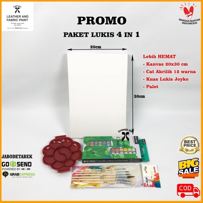 

PAKET SEKOLAH LUKIS 4 IN 1 KANVAS 30X40 CAT AKRILIK KUAS SET