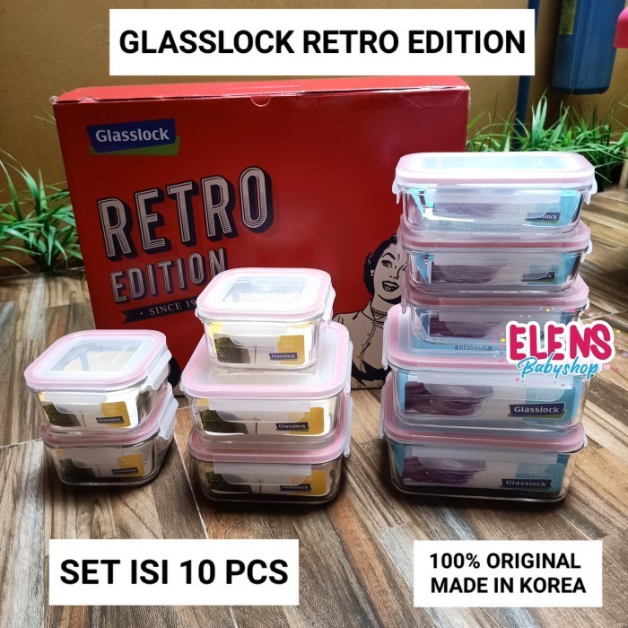 GLASSLOCK GLASS CONTAINER RETRO EDITION SET ISI 10PCS