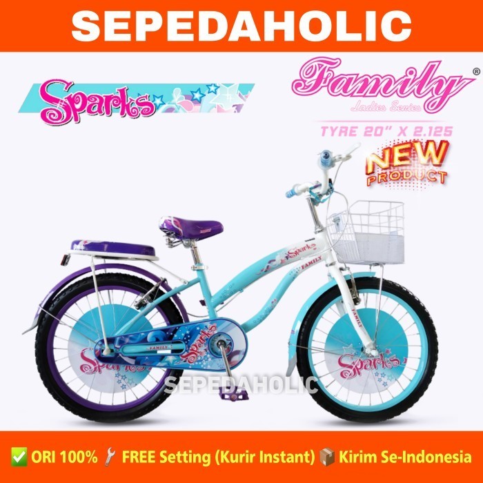 Sepeda Anak Perempuan Remaja Family Sparks Keranjang 20 Inch