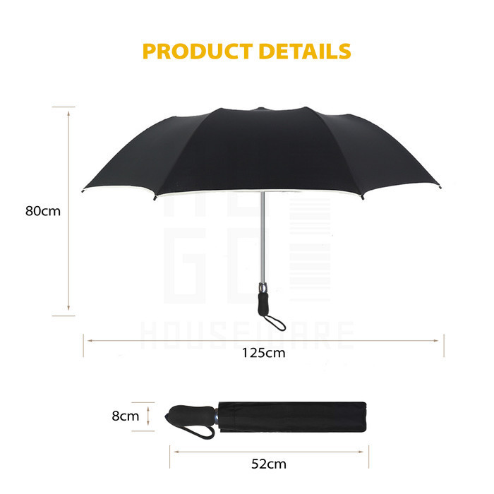 Hugo Payung Lipat Golf Besar Mewah Jumbo Otomatis Polos Lipat Dua