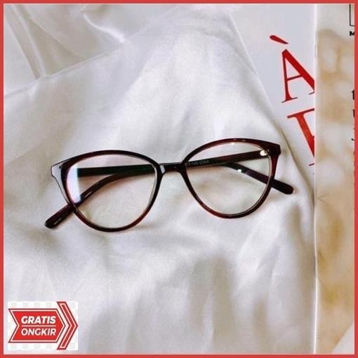 Promo Hemat Toserba Kacamata Korea Wanita Kacamata Anti Radiasi Fashion Cat Eye Retro Flat Eyeglasse