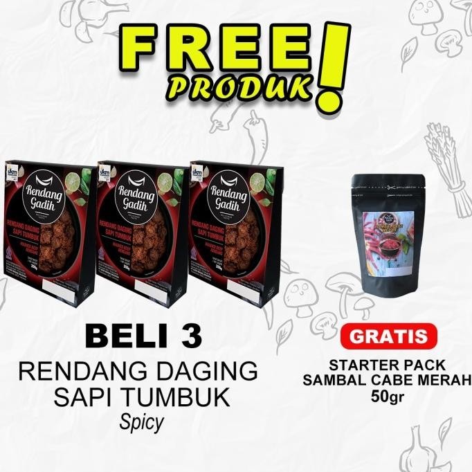 

ama PAKET 3 PCS RENDANG DAGING SAPI TUMBUK SPICY (pedas sedang)