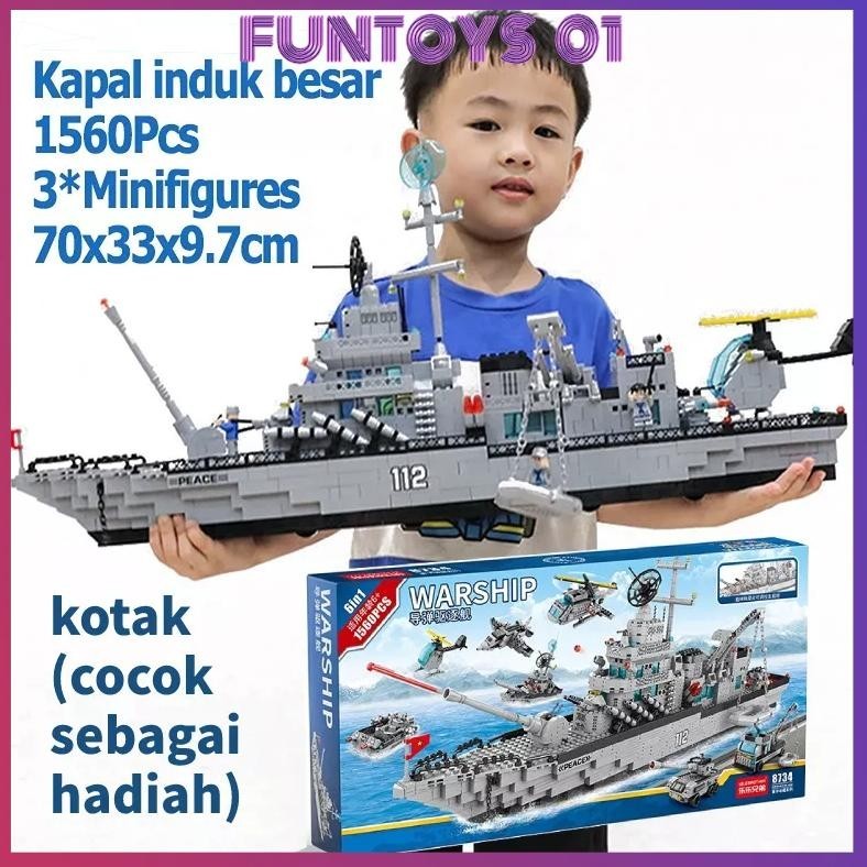 [DISKON] <COD>1560Pcs Mainan Bricks kapal induk besar Edukasi Mainan anak Laki Laki Mainan Blaok Sus