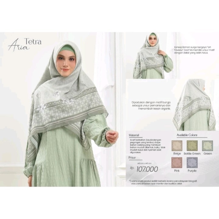Rabbani Segi Empat Full Motif Kerudung Hijab Jilbab Krd Tetra Aria
