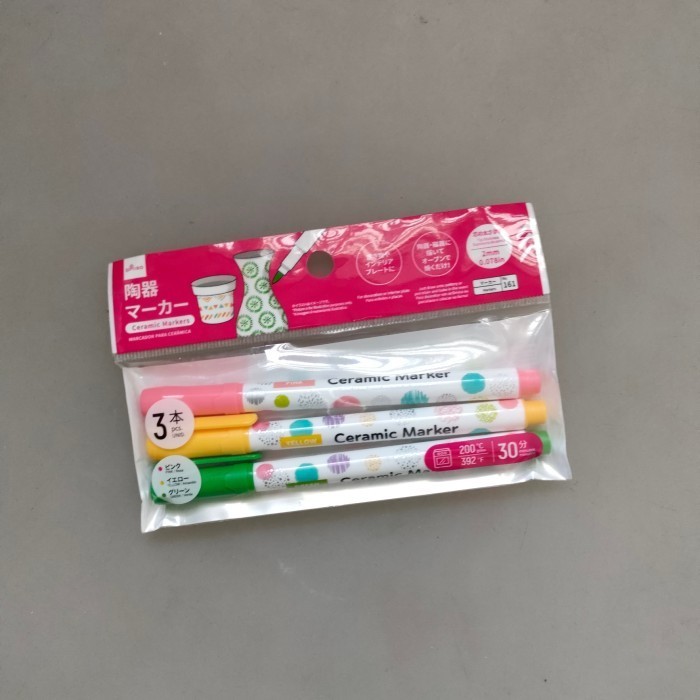

daiso spidol keramik ceramic marker pink kuning hijau