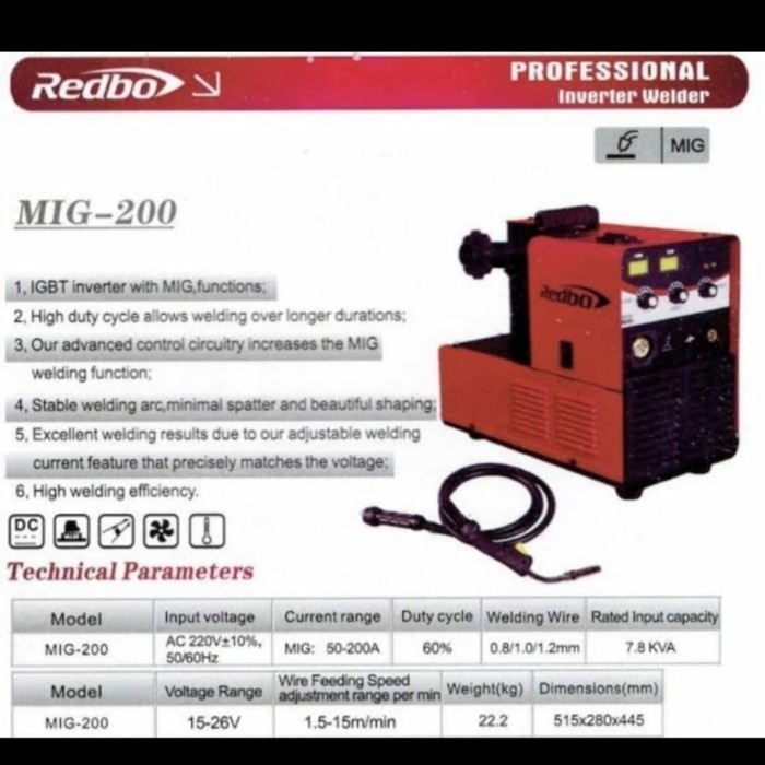 Redbo Mesin las CO MIG-200 I Las CO2 MIG200 15kg MIG 200 Travo las