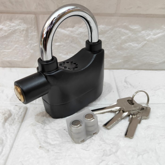 Gembok Alarm Gembok Anti Maling 110Db Kencang Sirine Gembok Besar