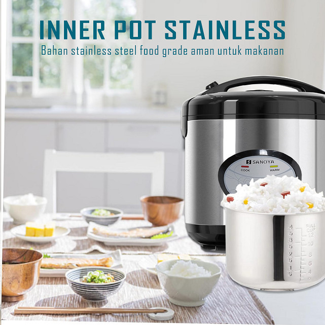 Super Com Sanoya Stainless Pot Rice Cooker Mini 1 Liter