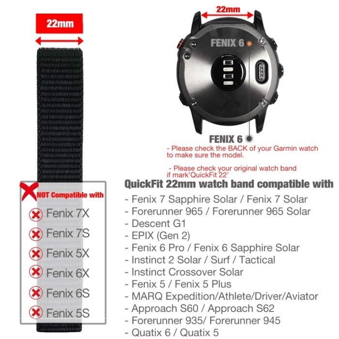 STRAP KANVAS NYLON FOR GARMIN FENIX 5 / 6 / 7 - TALI JAM WATCH DISKON