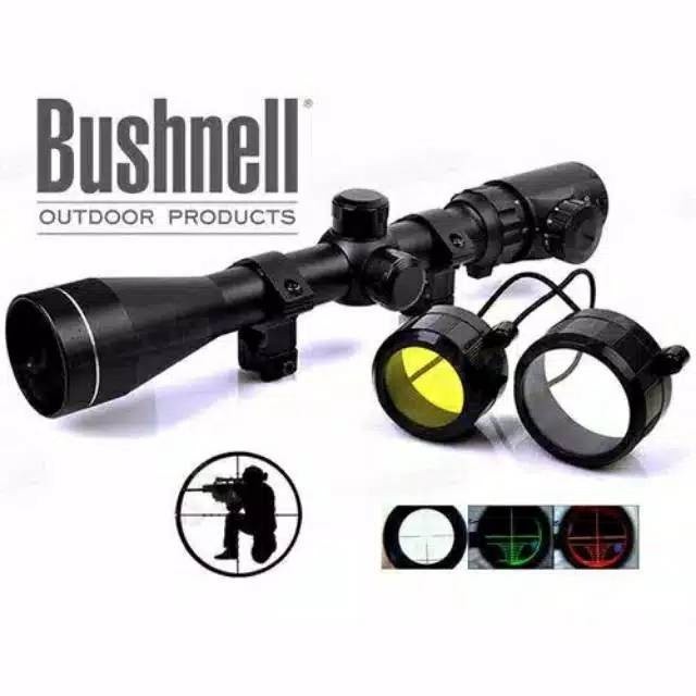 ( Two_One.Id ) - Telescope Bushnell 3-9X40 Rgb Nyala Merah Hijau Dan U Teropong Senapan Angin Bisa