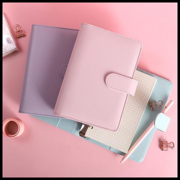 

TERBARU TOPER BINDER A6 KULIT LEATHER 6 RING LUCU WARNA SOFT PASTEL AESTHETIC !!!!!!!