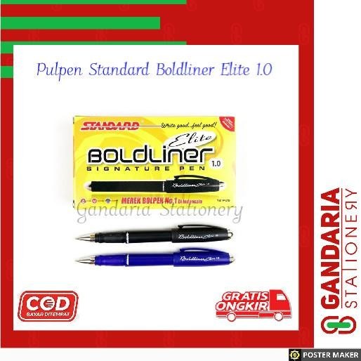 

Pulpen Standard Boldliner Elite 1.0 mm (12pcs) - Hitam Import
