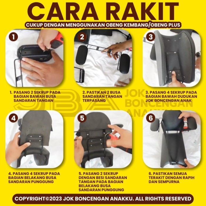 Jok Boncengan Motor Anak Honda Genio + Besi Sandaran + Seatbelt Bisa