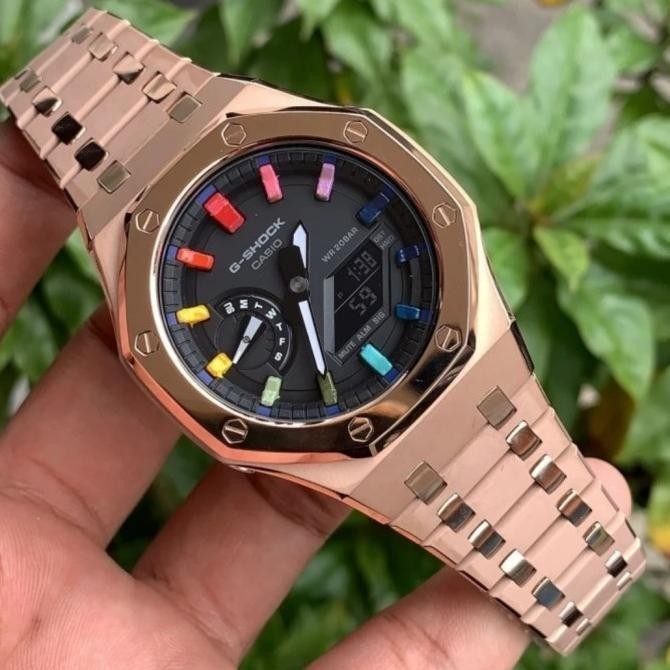 Jam Tangan Pria Original G-Shock Casio GA-2100 Steel Rosegold Series