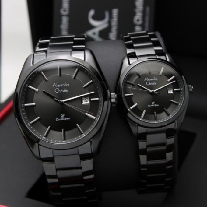 Jam Tangan Alexandre Christie Couple Original AC8648 Black