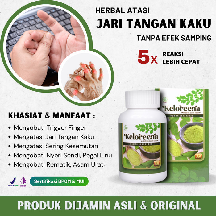 Obat Herbal Trigger Finger, Jari Tangan Kaku Keloreena 50 Kapsul