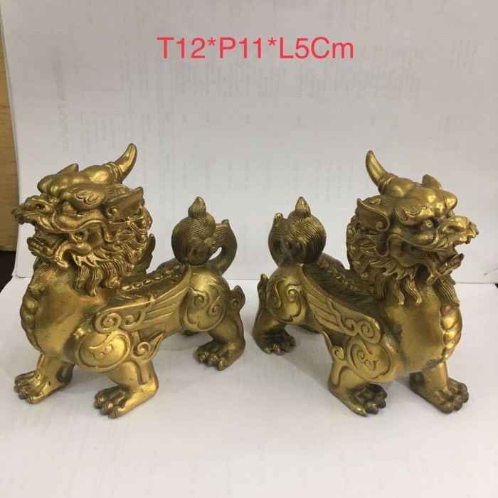 Terbaru pajangan pi xiu fengshui logam kuningan 5 inch