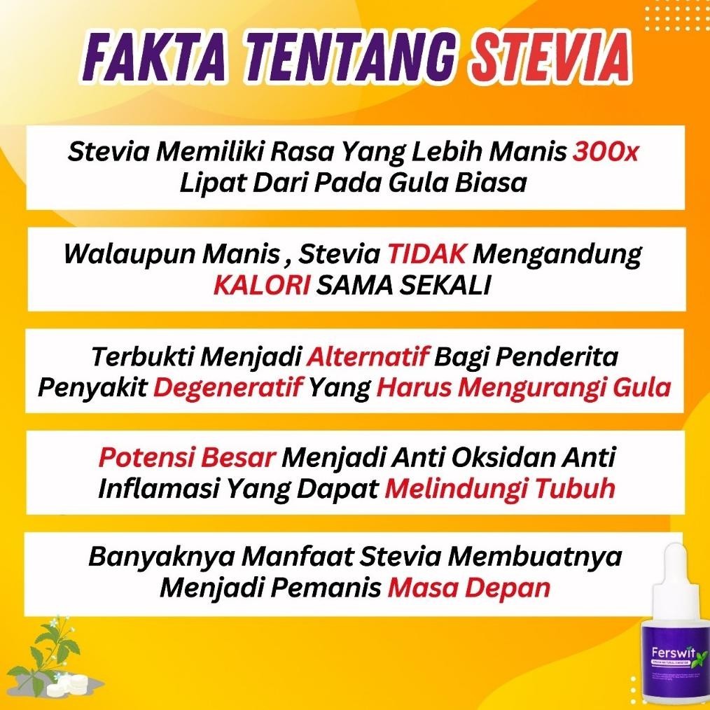 

Ferswit Stevia Alami Paket 5 Botol Sulli