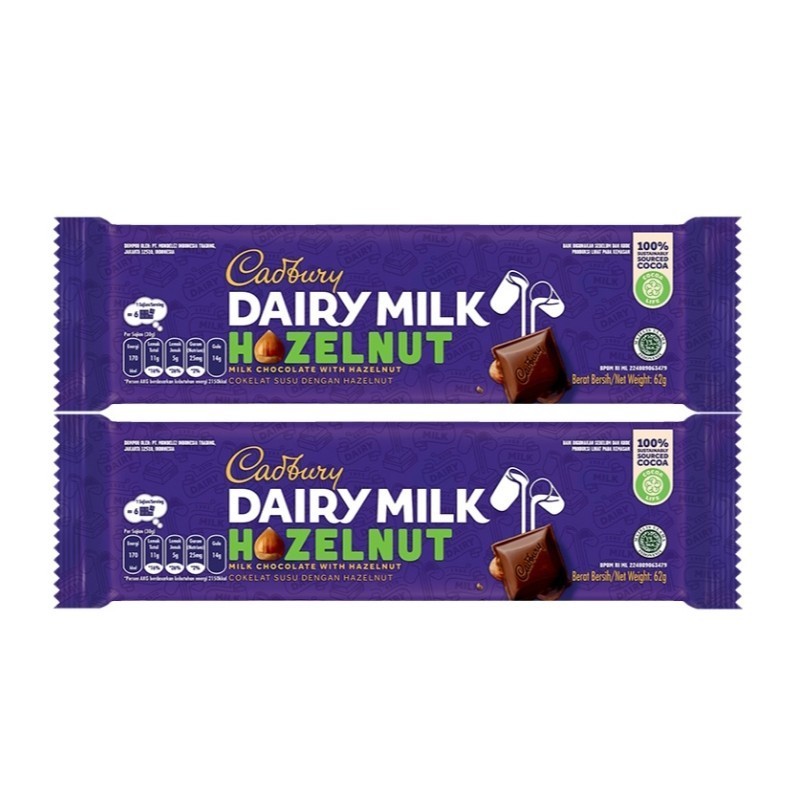 

Cadbury Dairy Milk Chocolate Hazel Nut 62 g x 2 pcs