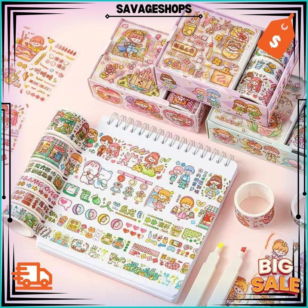 

Set Stiker Kotak Hadiah Kartun/ Set Stiker Washi Diy Estetika Dekoratif/ Set Stiker Kertas Washi Scrapbooking Best Seller
