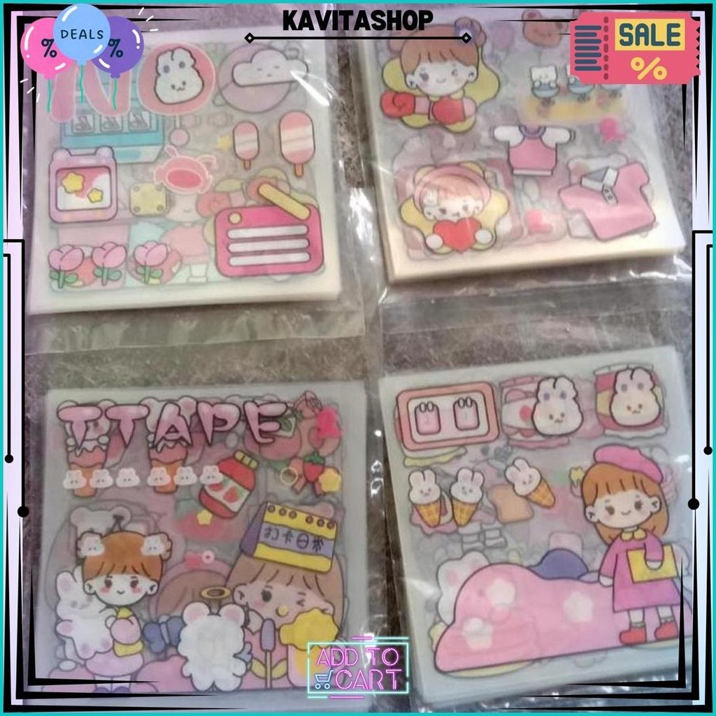 

[100Pcs]Stiker Motif Kartun Korea Lucu Anti Air Dekorasi Handbook Scrapbook Diy Stiker Viral Best Seller