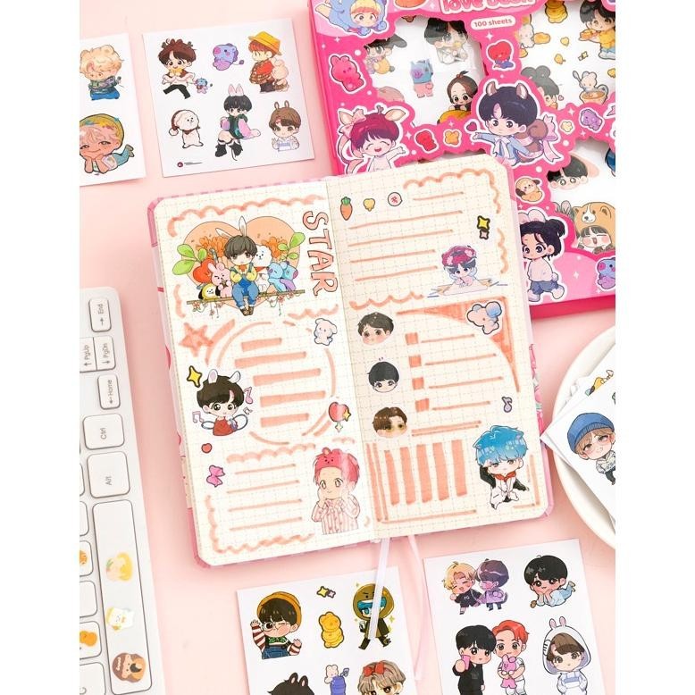 

100 Lembar Sticker Box B T S Bt 21 Tinytan Korea Waterproof Stiker Jungkook Jimin Gratis Ongkir
