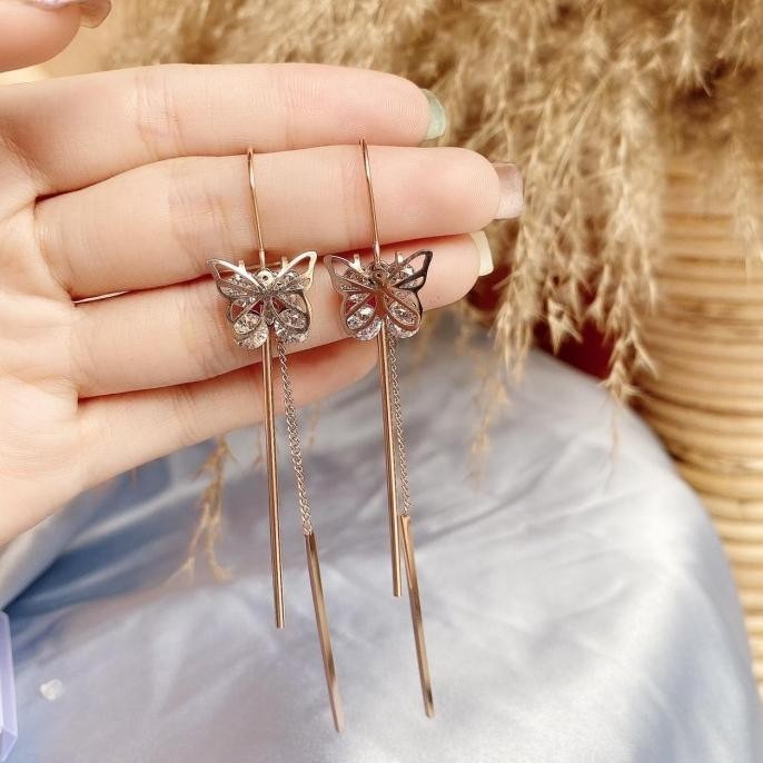 anting kupu2 panjang titanium/anting impor anti karat/anting titanium