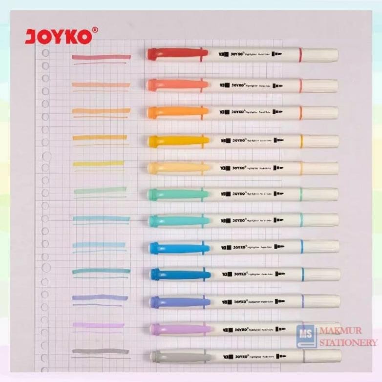 

COD Highlighter/Penanda Joyko Pastel 12 Warna (1 Set) HL-55 at-113