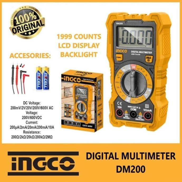 INGCO DM200 - MULTIMETER DIGITAL 600V / DIGITAL MULTITESTER 600V