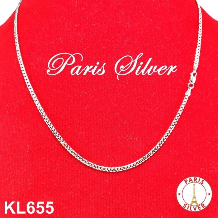 Kalung Rantai Sisik Naga Sier Perak 925 Lapis Emas Putih Pria Wanita