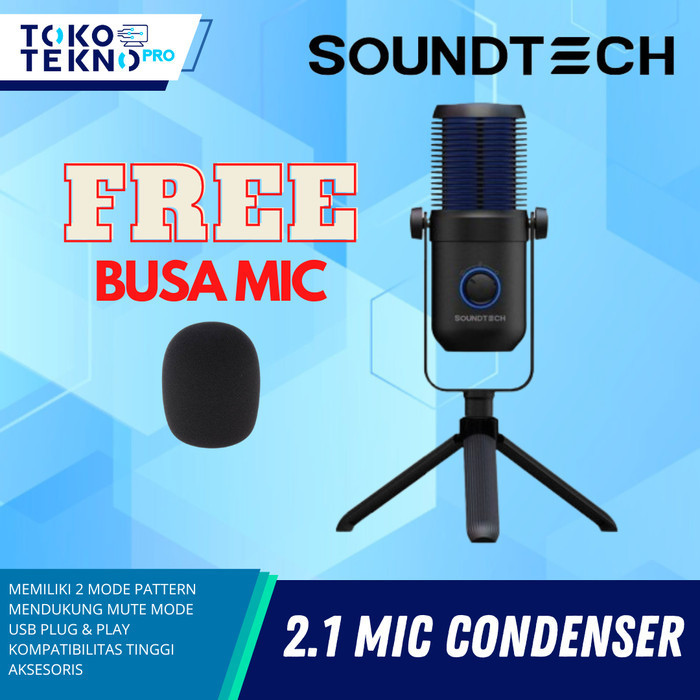Soundtech 2.1 Usb Condenser Microphone Cardioid For Pc
