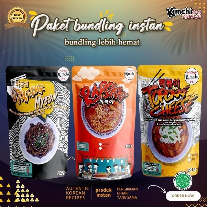 

Bundling Hemat Instant Topokki Cheese/Jjajangmyeon/Rapokki Isi 3 Pcs