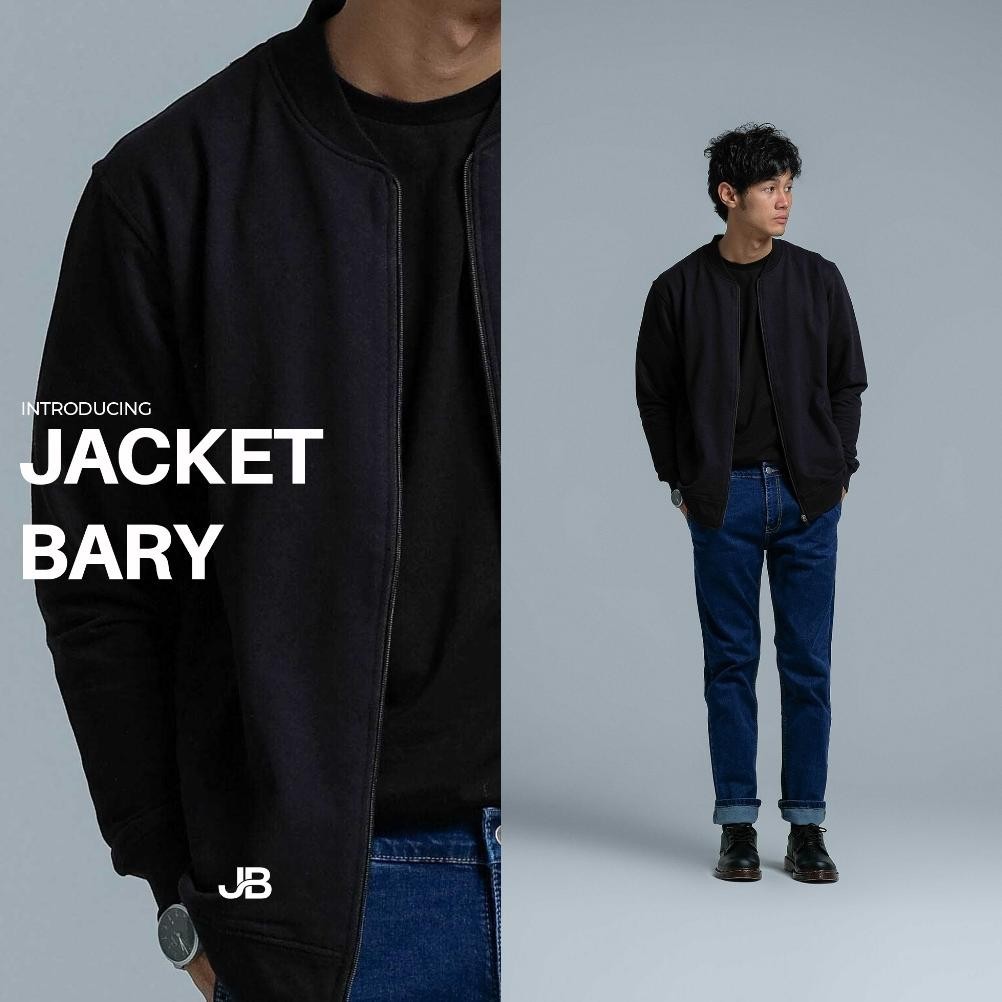 Jaket Pria Distro Keren Bary Black Kasual