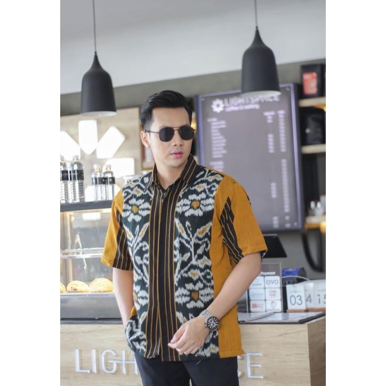 Baju Kemeja Tactical Pria Lapangan Outdoor Tenun Troso Asli Jepara Lengan Pendek Tenun Lapis Furing 