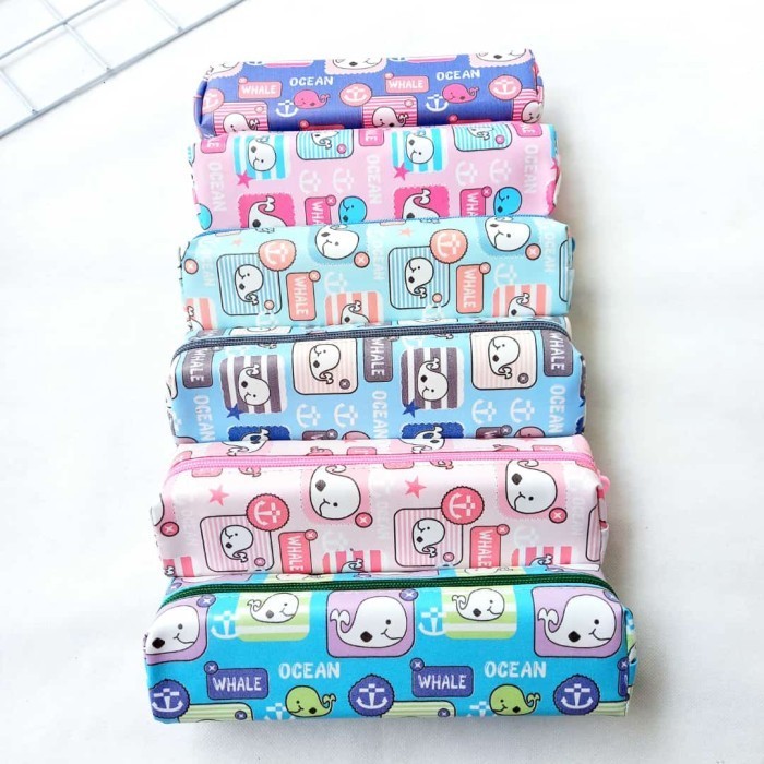 

TERLARIS Kotak Pensil Mini Case Motif KARTUN PAUS Tepak Pensil Lucu - Navy