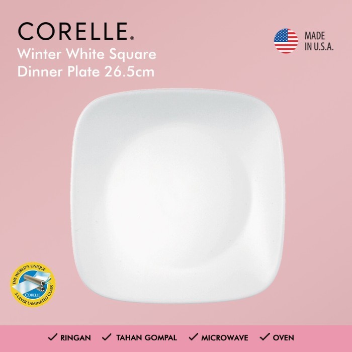 Corelle Winter White Square / Piring Makan