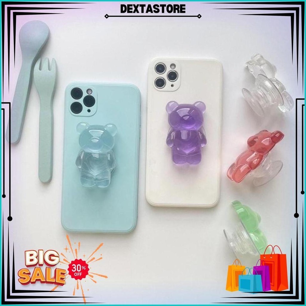 Gummy Bear - Griptok 3D Resin Transparan/ Phone Holder/ Phone Grip High Quality Best Seller
