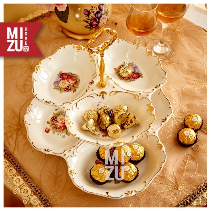 Mizu 3-Kronen 3-Tier Porcelain Cake Dessert Stand Menara Kue Susun