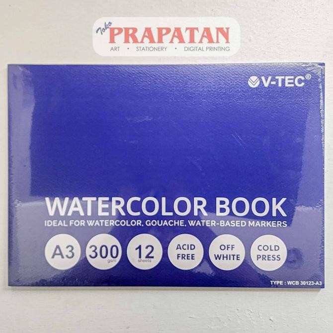 

V-TEC Watercolor Sketchbook A3 12 Lembar 300 gsm / Buku Gambar Cat Air