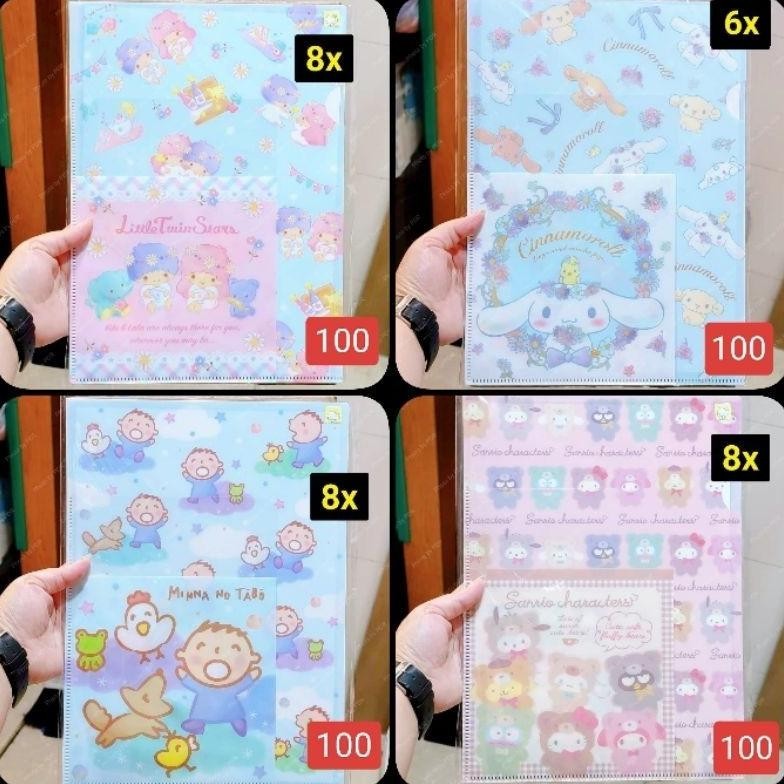 

masih promoo map clear file folder dokumen a4 2 layers sanrio karakter little twin stars, cinnamoroll, minna no tabo, mix characters