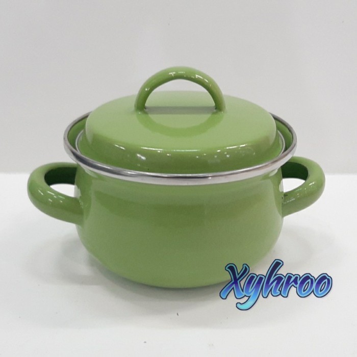 TERPERCAYA Panci Enamel kecil minipot 12cm Hijau