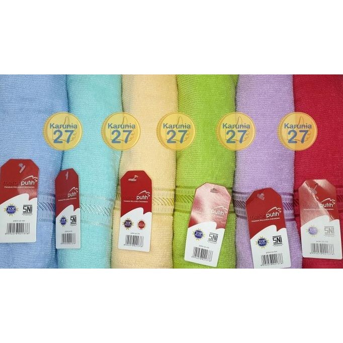 BEBAS ONGKIR - Lusinan Lusin Handuk Merah Putih Ukuran 50x100