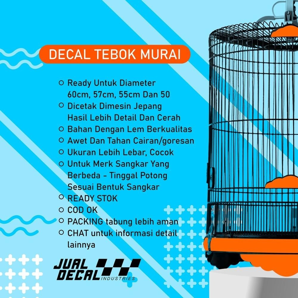 Stiker Decal Tebok Murai Oriq Livery Nomor 1 2 3 4 Stiker Sangkar Burung New Kandang Bulat Bisa Cust