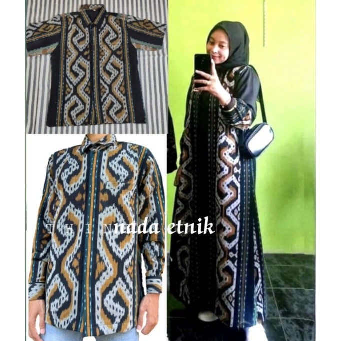 [Bahan halus dan Nyaman] gamis couple syar'i tenun etnik muslim muslimah set seragam keluarga