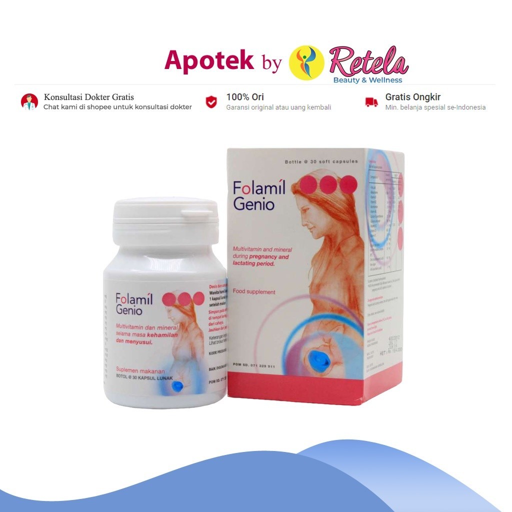 Folamil Genio 30 Kapsul / Suplemen Kehamilan / Promil