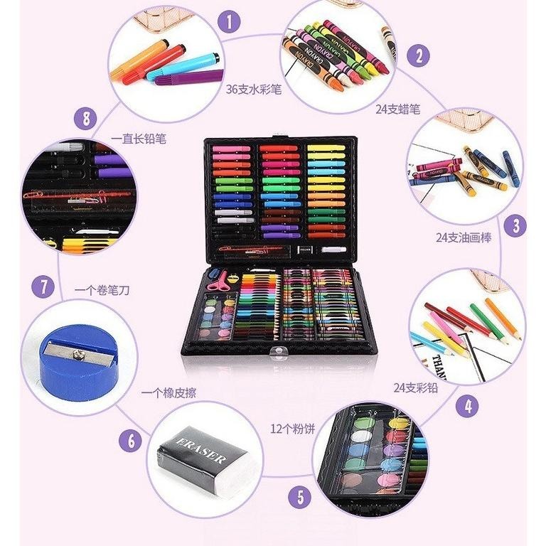 Perlengkapan Menggambar Krayon Pensil Warna Anak Set Koper 150 In 1 Crayon Full Alat Melukis Mewarna