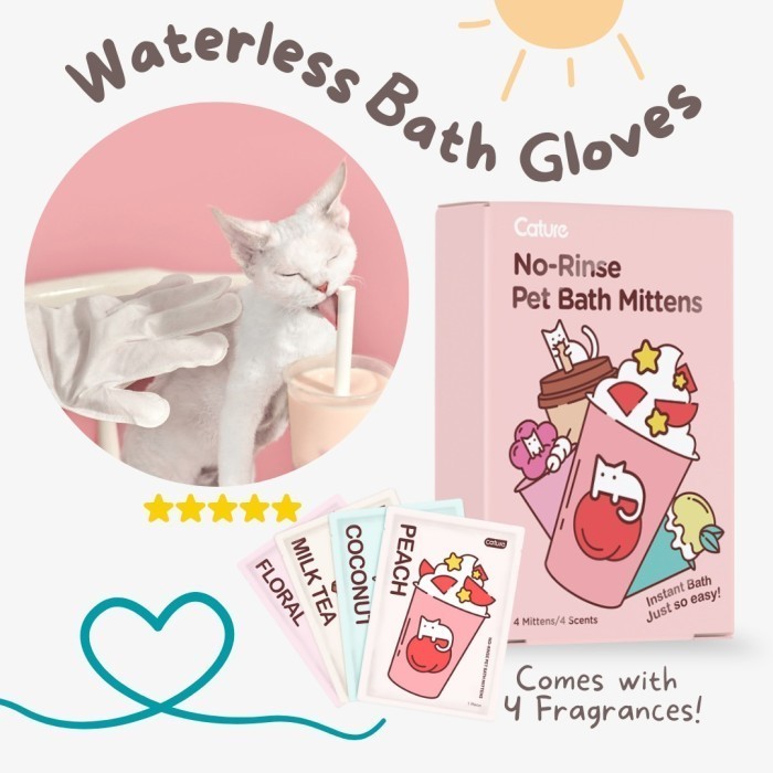 Cature Spa Gloves - No Rinse Bath Mittens For Dog & Cat